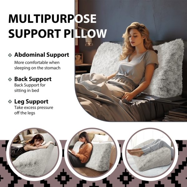 Headboard Pillow Large Wedge Reading Pillow Plush White - Image 6