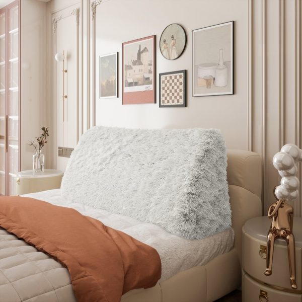 Headboard Pillow Large Wedge Reading Pillow Plush White - Image 9