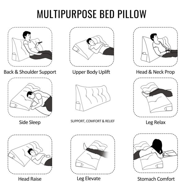 Headboard Pillow Large Wedge Reading Pillow Plush White - Image 12