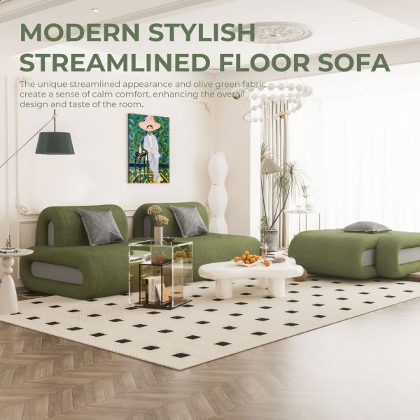 Convertible Floor Sofa with Removable Back Support - Image 4