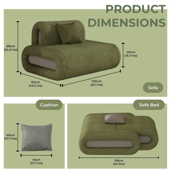 Convertible Floor Sofa with Removable Back Support - Image 7