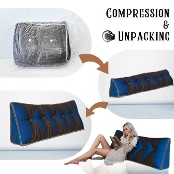 headboard backrest pillow blue 07