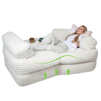 Boneless Curved Couch - Soft Corduroy Sofa for Living Room