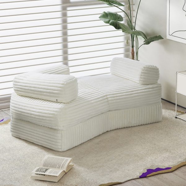 Boneless Curved Couch - Soft Corduroy Sofa for Living Room - Image 2