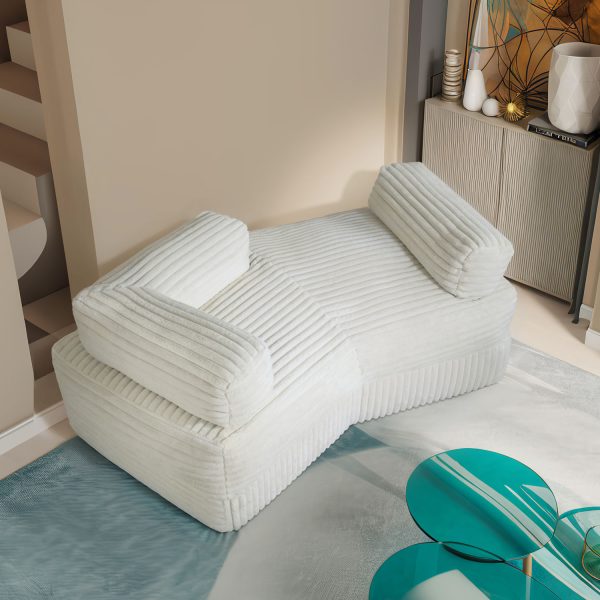 Boneless Curved Couch - Soft Corduroy Sofa for Living Room - Image 3
