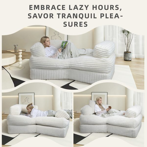 Boneless Curved Couch - Soft Corduroy Sofa for Living Room - Image 5