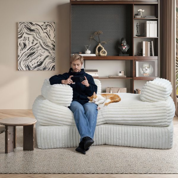 Boneless Curved Couch - Soft Corduroy Sofa for Living Room - Image 11
