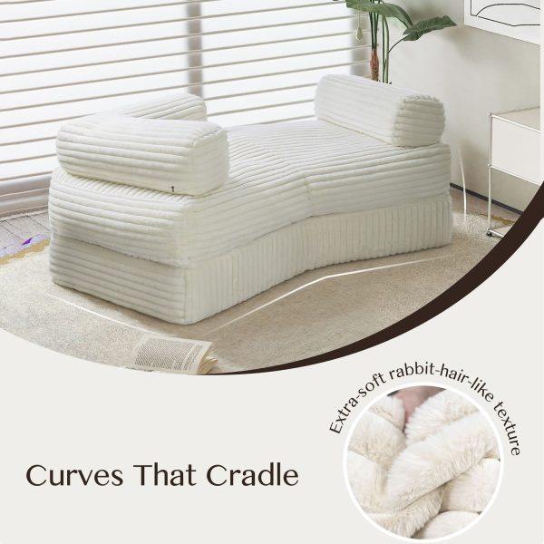 Boneless Curved Couch - Soft Corduroy Sofa for Living Room - Image 15