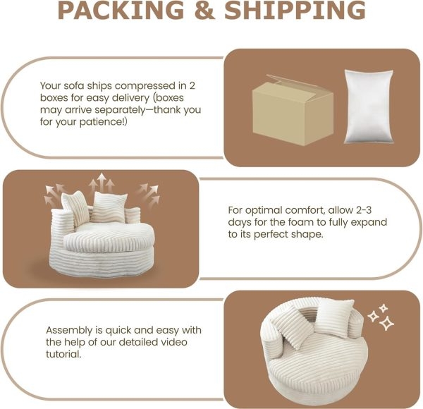 Round Chaise Lounge Chair for Adults, Comfy Bean Bag Sofa - Image 11