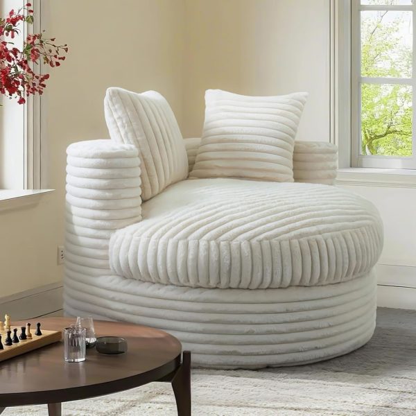 Round Chaise Lounge Chair for Adults, Comfy Bean Bag Sofa - Image 2