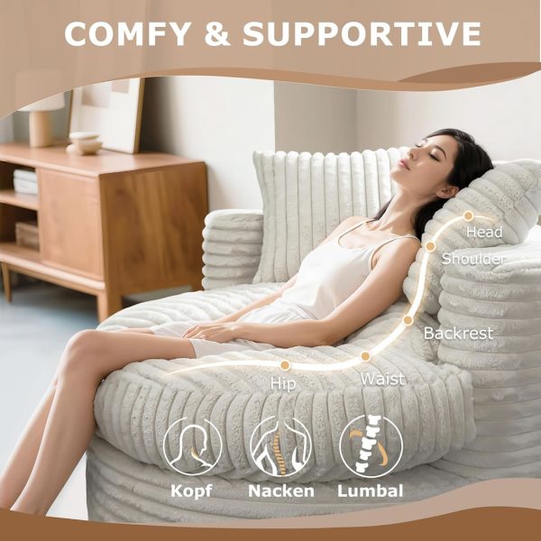 Round Chaise Lounge Chair for Adults, Comfy Bean Bag Sofa - Image 8