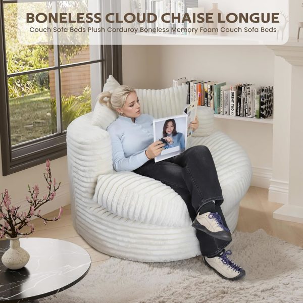 Round Chaise Lounge Chair for Adults, Comfy Bean Bag Sofa - Image 12