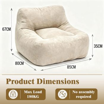 Comfy Velvet Bean Bag Chair for Adults, Perfect for Gaming, Reading & Relaxing - Image 3