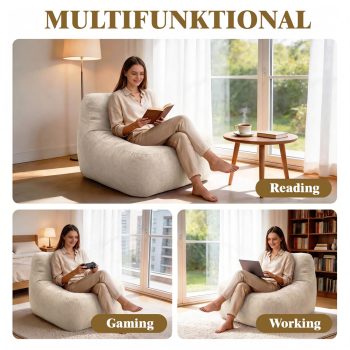 Comfy Velvet Bean Bag Chair for Adults, Perfect for Gaming, Reading & Relaxing - Image 4