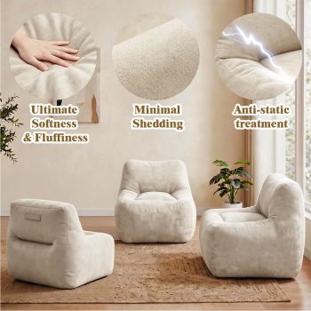 Comfy Velvet Bean Bag Chair for Adults, Perfect for Gaming, Reading & Relaxing - Image 6