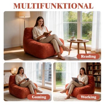 Deep Lounge Bean Bag Sofa, Ultra-Soft Plush Chair for Gaming Room & Bedroom - Image 4