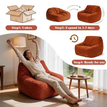 Deep Lounge Bean Bag Sofa, Ultra-Soft Plush Chair for Gaming Room & Bedroom - Image 7