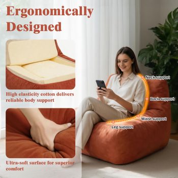 Deep Lounge Bean Bag Sofa, Ultra-Soft Plush Chair for Gaming Room & Bedroom - Image 8