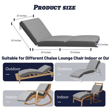 Indoor Outdoor Patio Lounge Chair Cushion with Washable Cover - Image 7