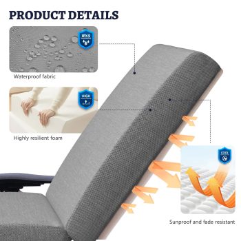 Indoor Outdoor Patio Lounge Chair Cushion with Washable Cover - Image 8